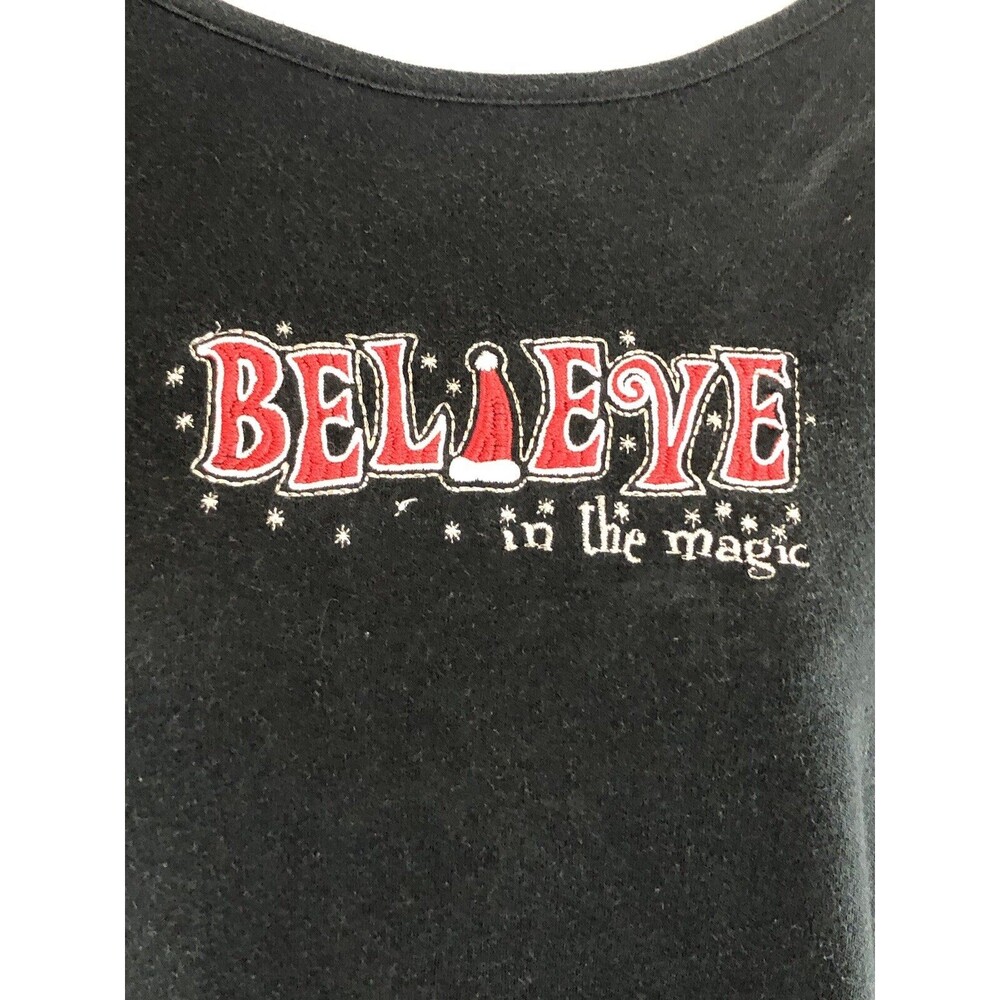 M & C Sportswear Women’s Believe In The Magic Black Long Sleeve Tee Womens  Size